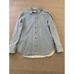 Another Tomorrow Women's Large Light Blue Italian Denim Shirt